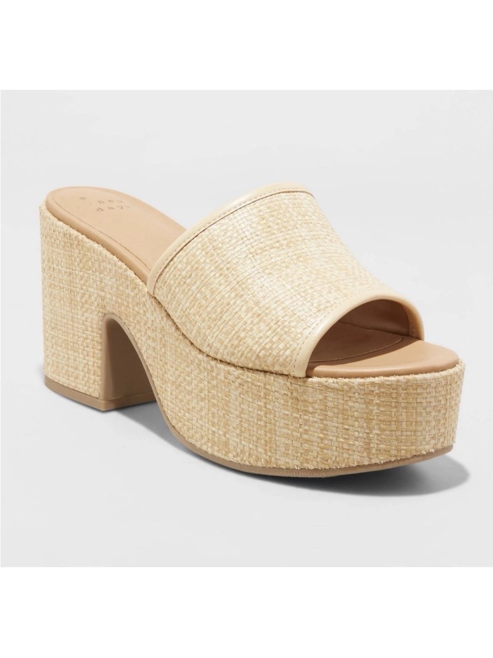 a new day Natural Woven Platform Slide Mules